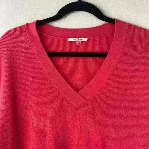 Vila Milanis Women's Hot Pink Short Sleeved V Neck Pullover Sweater Size Large - Picture 3 of 9